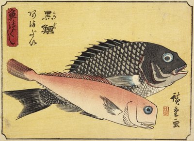 Goudbrasem en Tegelvis door Utagawa Hiroshige