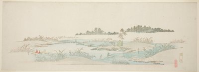 Hagi Tempel, uit de serie "Dertien Zichten op de Omgeving van Edo" door Utagawa Hiroshige