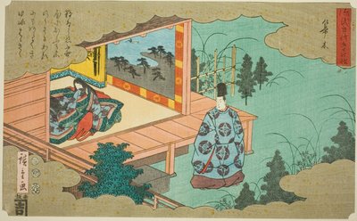 Hahakigi, uit de serie "Vierenvijftig Hoofdstukken van het Verhaal van Genji (Genji monogatari gojuyonjo)" door Utagawa Hiroshige