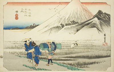 Hara: Mount Fuji in de Ochtend, uit de serie "Drieënvijftig Stations van de Tokaido Weg" door Utagawa Hiroshige