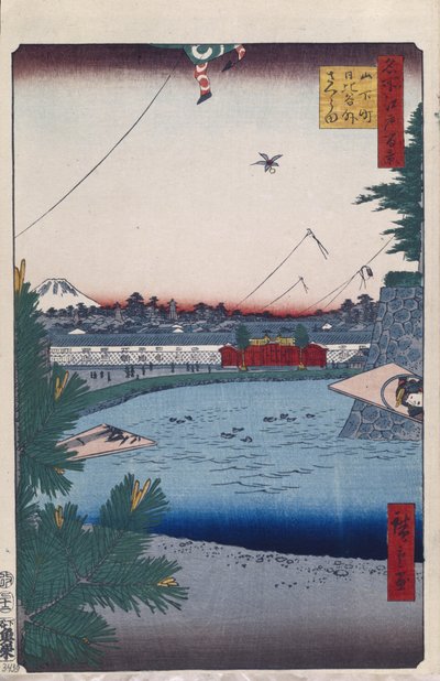 Hibiya en Soto-Sakurada vanuit Yamashita-cho Honderd Beroemde Zichten van Edo, 1856-1858 door Utagawa Hiroshige