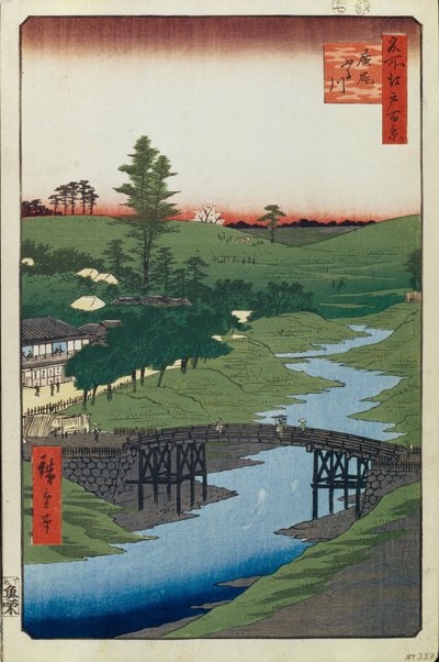 Hiroo aan de Furukawa-rivier, Honderd beroemde uitzichten van Edo, 1856-1858 door Utagawa Hiroshige