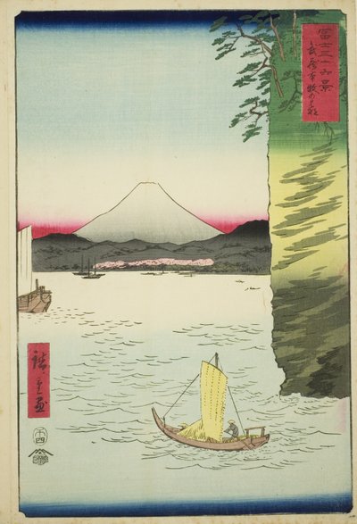 Honmoku in de Provincie Musashi (Musashi Honmoku no hana), uit de serie "Zesendertig Zichten op de Berg Fuji (Fuji sanjurokkei)" door Utagawa Hiroshige
