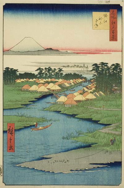 Horie en Nekozane uit de serie Honderd Beroemde Zichten van Edo (Meisho Edo hyakkei) door Utagawa Hiroshige