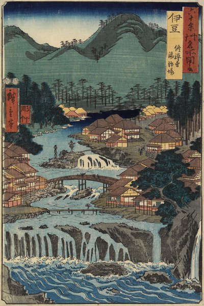 Warmwaterbronnen bij Shuzenji, provincie Izu, augustus 1853 door Utagawa Hiroshige