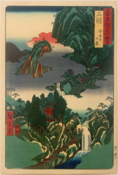 Hourai-tempel door Utagawa Hiroshige