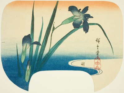 Iris en stroom door Utagawa Hiroshige