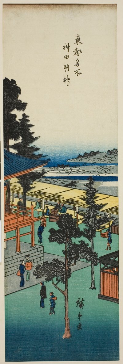 Kanda Myojin-schrijn, uit de serie "Beroemde uitzichten van de oostelijke hoofdstad" door Utagawa Hiroshige