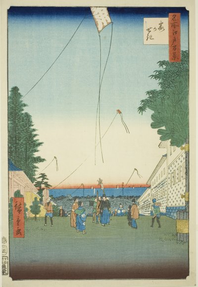 Kasumigaseki, uit de serie "Honderd beroemde zichten op Edo (Meisho Edo hyakkei)" door Utagawa Hiroshige