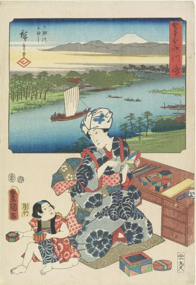 Kawasaki, juli 1854 door Utagawa Hiroshige