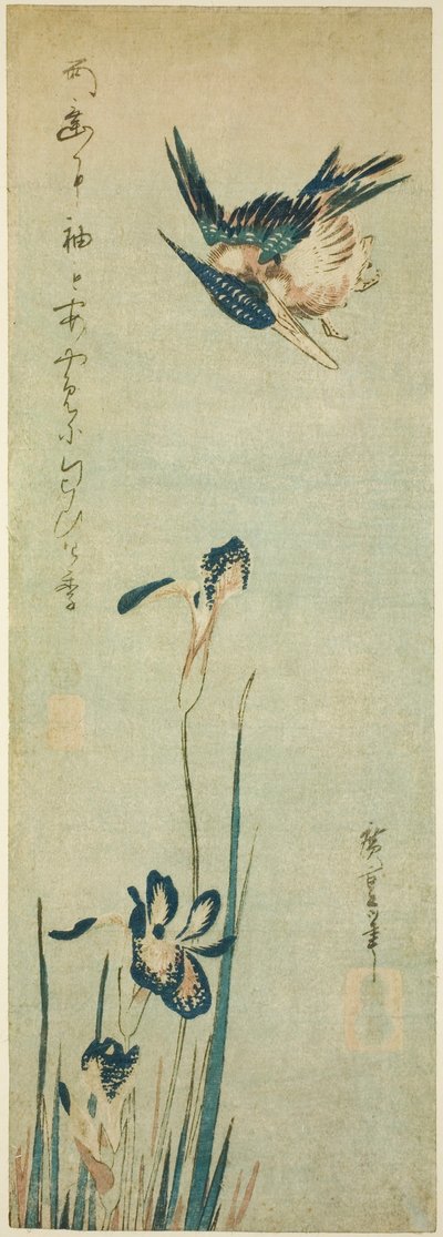 IJsvogel en Iris door Utagawa Hiroshige