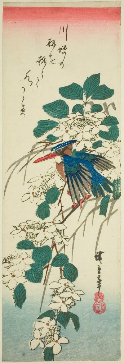 IJsvogel en viburnum door Utagawa Hiroshige