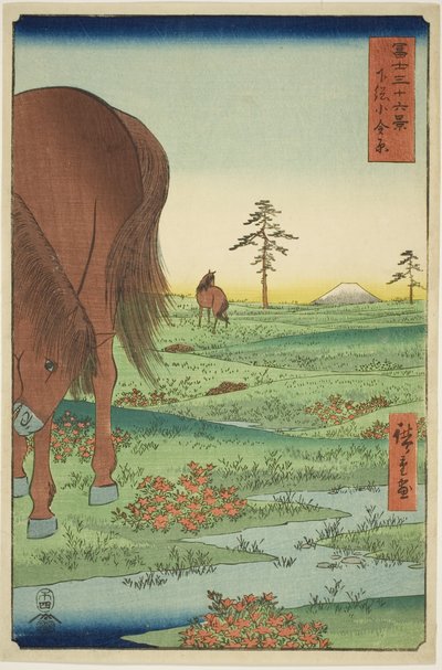 Kogane Vlakte in de provincie Shimosa, uit de serie "Zesendertig Zichten op de berg Fuji" door Utagawa Hiroshige