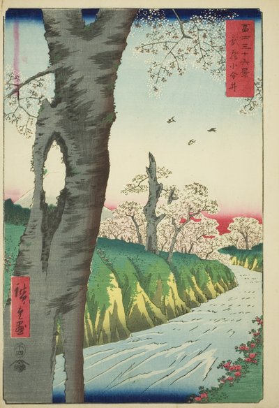 Koganei in de Provincie Musashi (Musashi Koganei), uit de serie "Zesendertig Zichten op de Berg Fuji (Fuji sanjurokkei)" door Utagawa Hiroshige