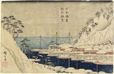 Gelijnde Pijnbomen bij de Haven van Uraga, c. 1840-1843 door Utagawa Hiroshige