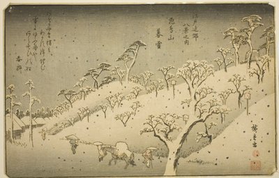 Aanhoudende Sneeuw bij Asukayama, uit de serie "Acht Zichten in de Omgeving van Edo" door Utagawa Hiroshige