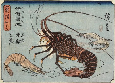 Kreeft, garnaal en garnalen, 1830-1844 door Utagawa Hiroshige