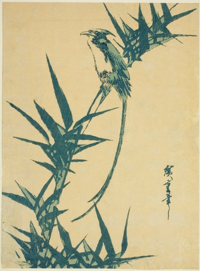 Langstaartvogel en Bamboe door Utagawa Hiroshige