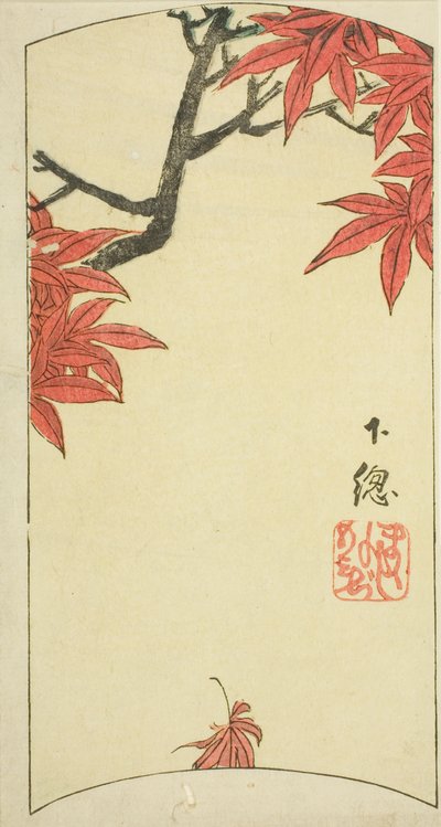 Esdoornbladeren in de provincie Shimosa (detail) door Utagawa Hiroshige