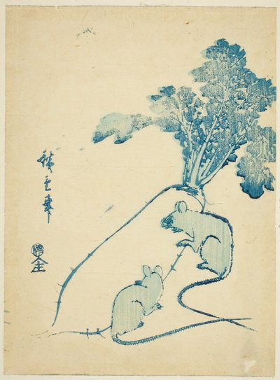 Muizen en radijs door Utagawa Hiroshige