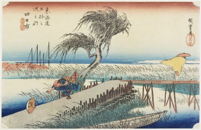 Mie Rivier, Yokkaichi, ca. 1833 door Utagawa Hiroshige