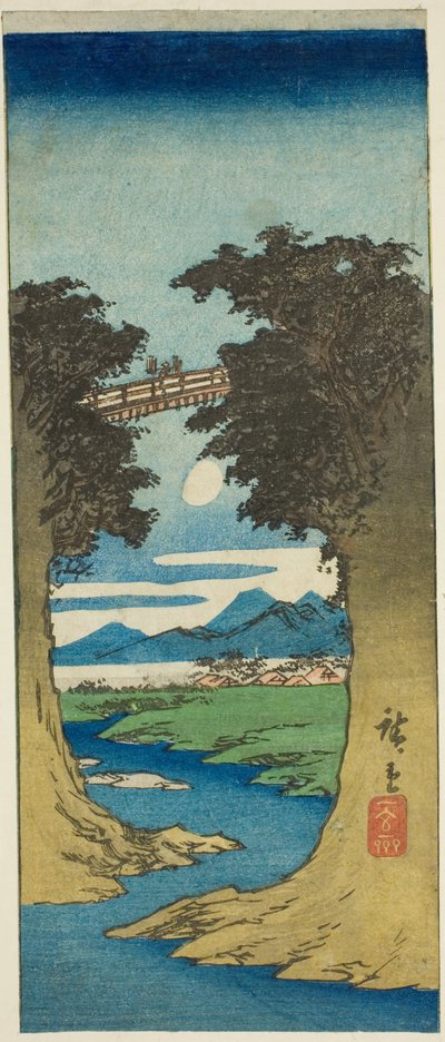 Apenbrug door Utagawa Hiroshige