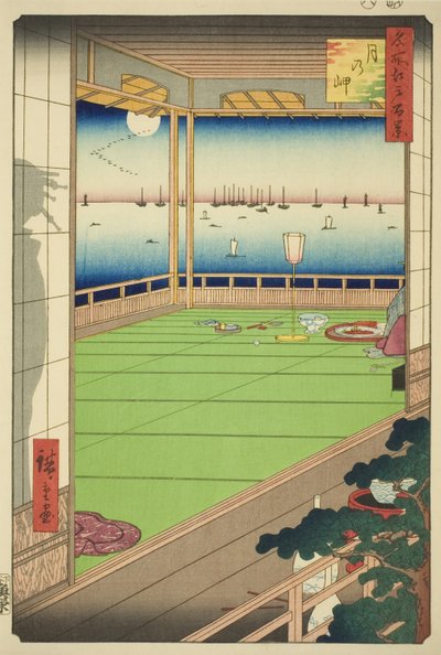 Maan-Kijkpunt (Tsuki no misaki), uit de serie Honderd Beroemde Uitzichten van Edo (Meisho Edo hyakkei) door Utagawa Hiroshige