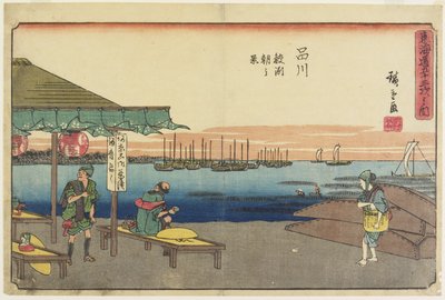 Ochtendscène in Samezu, Shinagawa, 1841-1842 door Utagawa Hiroshige