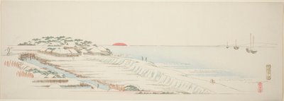 Ochtendsneeuw bij Susaki (Susaki yuki no asa), uit de serie "Dertien uitzichten van de omgeving van Edo" door Utagawa Hiroshige