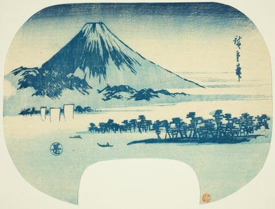 De Berg Fuji die oprijst achter Miho Strand door Utagawa Hiroshige