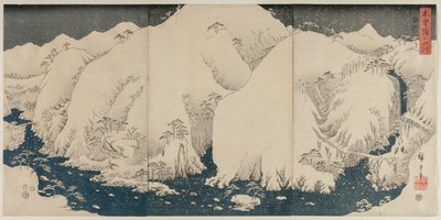 Berg en rivier langs de Kiso-weg door Utagawa Hiroshige