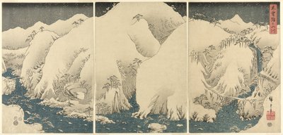 Bergen en Rivieren op de Kiso-weg, uit een ongetitelde serie drieluiken door Utagawa Hiroshige