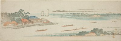 Monding van de Naka-rivier (Nakagawa guchi no zu), uit een ongetitelde serie beroemde uitzichten van de buitenwijken van Edo door Utagawa Hiroshige