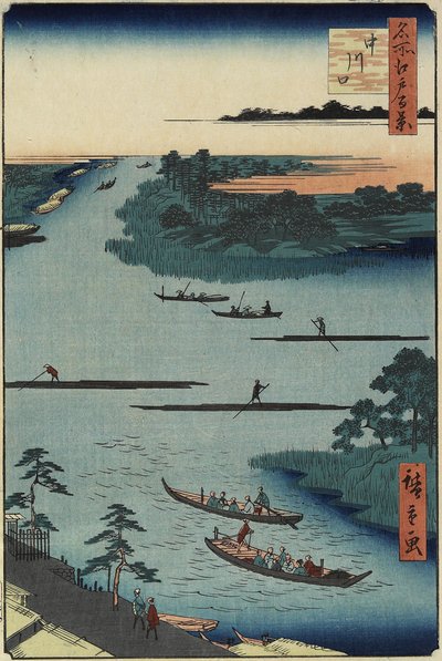 Nakagawa Riviermonding, maart 1857 door Utagawa Hiroshige