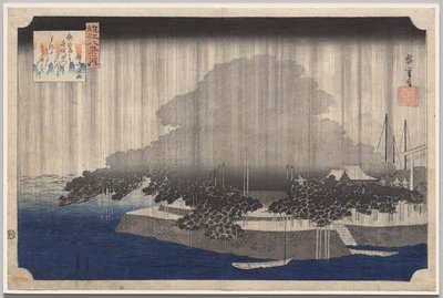 Nachtregen bij Karasaki, uit de serie Acht uitzichten van Ōmi door Utagawa Hiroshige