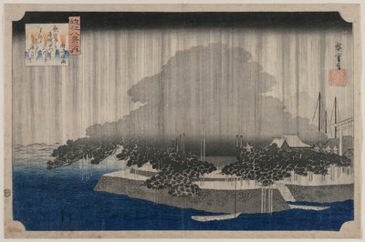 Nachtregen bij Karasaki, uit de serie Acht uitzichten van Ōmi door Utagawa Hiroshige