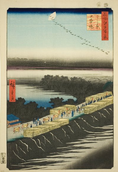 Nihon Dijk, Yoshiwara, uit de serie "Honderd Beroemde Uitzichten van Edo" door Utagawa Hiroshige