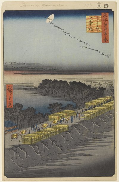Nihon Dijk, Yoshiwara, nr. 100 uit Honderd Beroemde Zichten van Edo door Utagawa Hiroshige