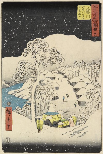 No.38 Yamanaka Dorp in Fujikawa, juli 1855 door Utagawa Hiroshige