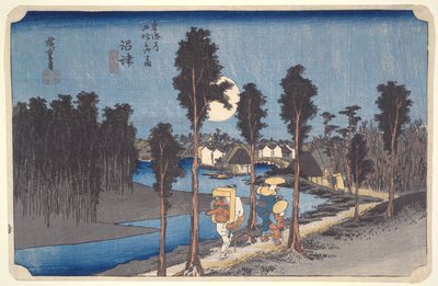 Numazu, Gele Schemering uit de serie Drieënvijftig Stations van de Tokaido door Utagawa Hiroshige