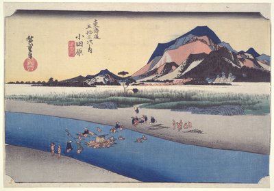 Odawara-veerboot, uit de serie Drieënvijftig stations van de Tōkaidō door Utagawa Hiroshige