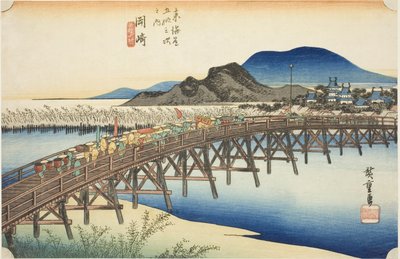 Okazaki: Yahagi-brug, uit de serie "Drieënvijftig stations van de Tokaido" door Utagawa Hiroshige