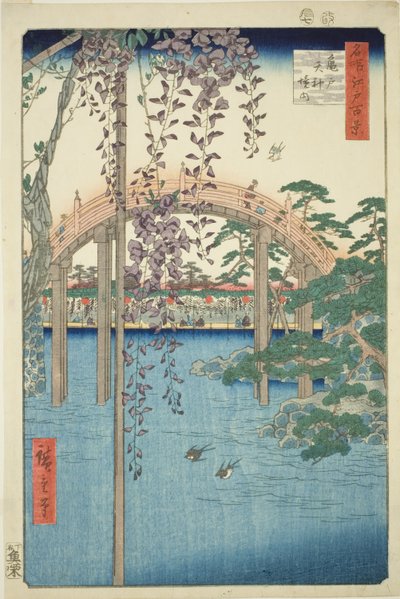 Gebieden van Kameido Tenjin Heiligdom, uit de serie "Honderd Beroemde Zichten van Edo" door Utagawa Hiroshige