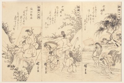 Voorbereidende schetsen voor de Chofu Jewel rivier in Musashi; De Ide Jewel rivier, 1838-43 door Utagawa Hiroshige