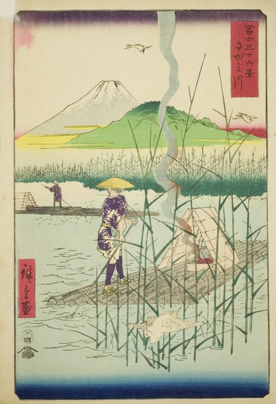 Sagami-rivier, uit de serie "Zesendertig Zichten op de Fuji" door Utagawa Hiroshige