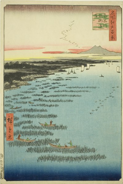 Samezu-kust in Zuid-Shinagawa, uit de serie "Honderd beroemde uitzichten van Edo" door Utagawa Hiroshige