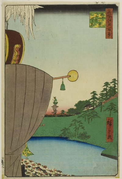 Sanno Festival Procession at Kojimachi Itchome (Kojimachi Itchome Sanno Matsuri nerikomi), uit de serie "One Hundred Famous Views of Edo (Meisho Edo hyakkei)". door Utagawa Hiroshige