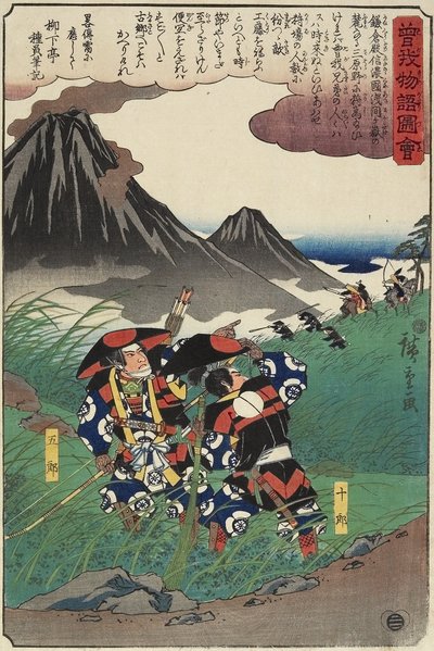 Scène uit het verhaal van de Soga-broers, 1843-1847 door Utagawa Hiroshige