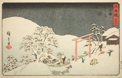 Seki—Nr. 48, uit de serie "Drieënvijftig stations van de Tokaido," ook bekend als de Reisho Tokaido door Utagawa Hiroshige