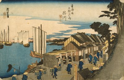Shinagawa: Vertrek van een Daimy uit de serie 53 Stations van de Tokaido, 1831-4 door Utagawa Hiroshige